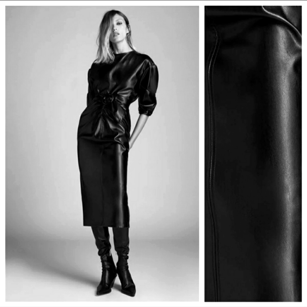 Zara faux leather draped dress